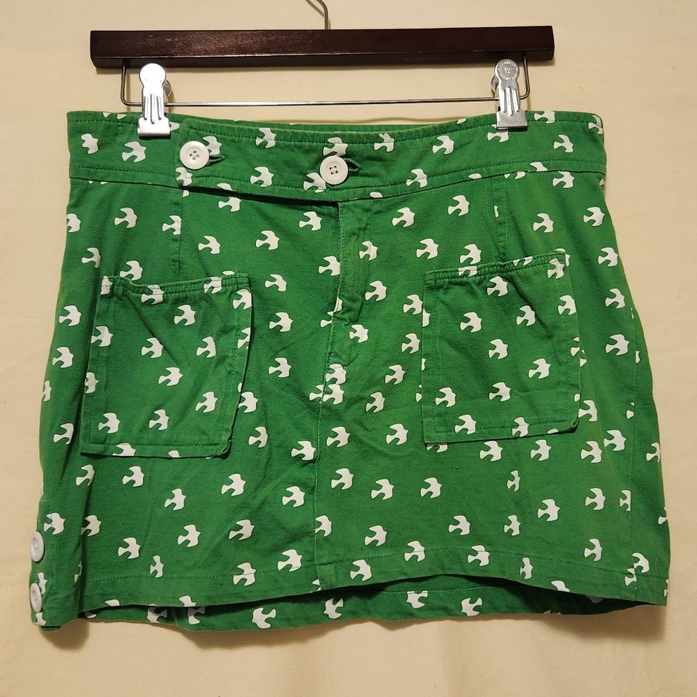 Green printed mini skirt with pockets